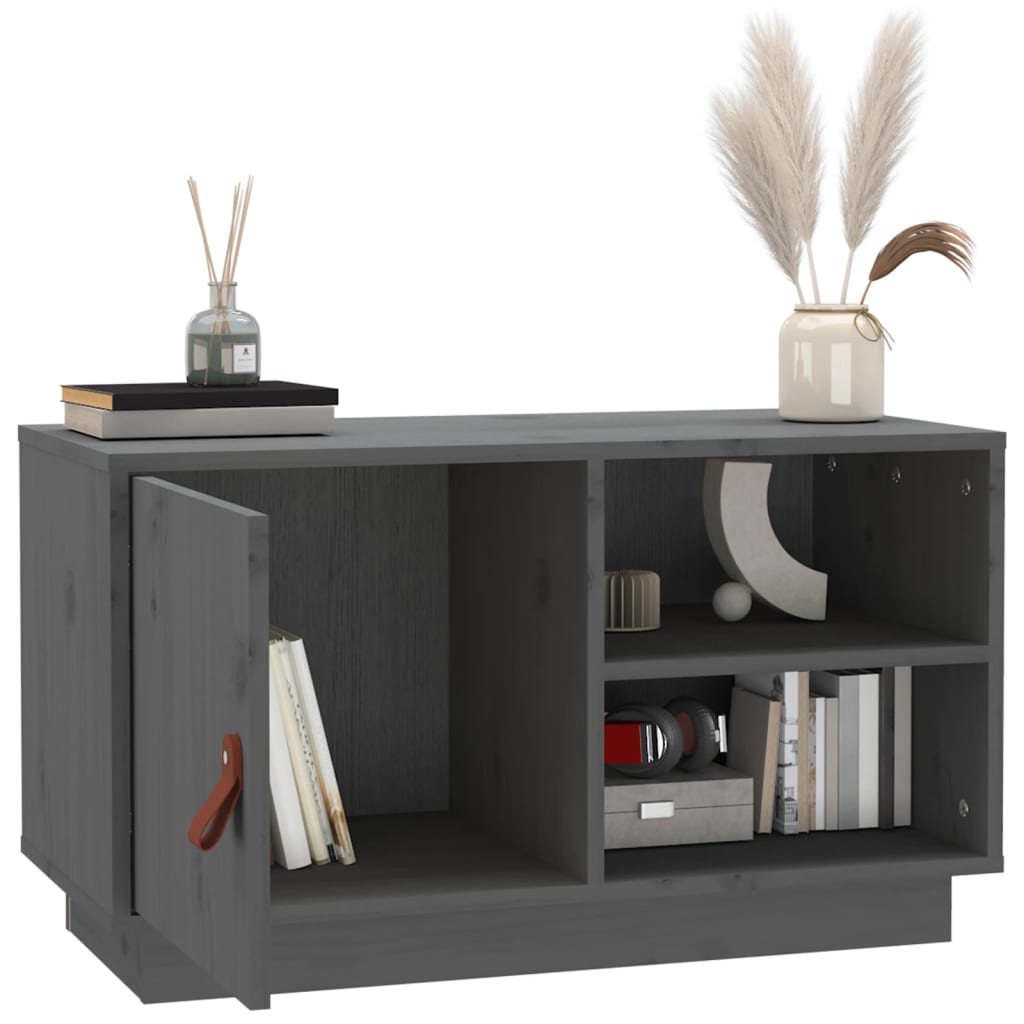 vidaXL Meuble TV gris 70x34x40 cm Bois de pin massif