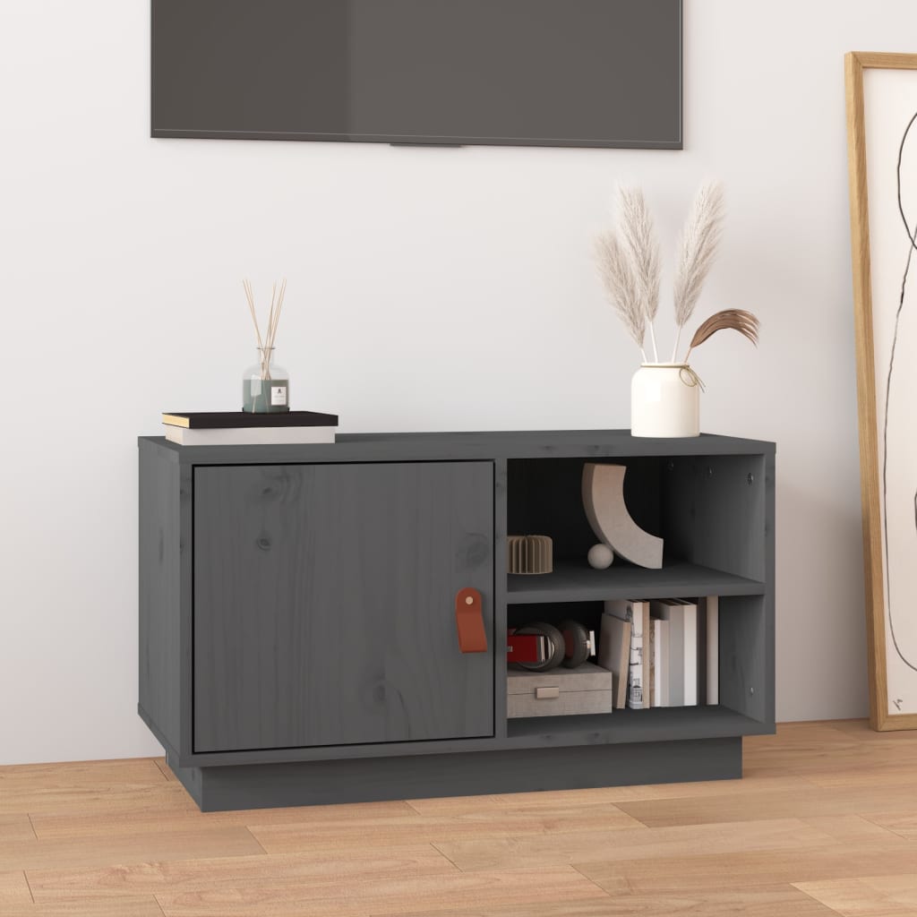 vidaXL Meuble TV gris 70x34x40 cm Bois de pin massif