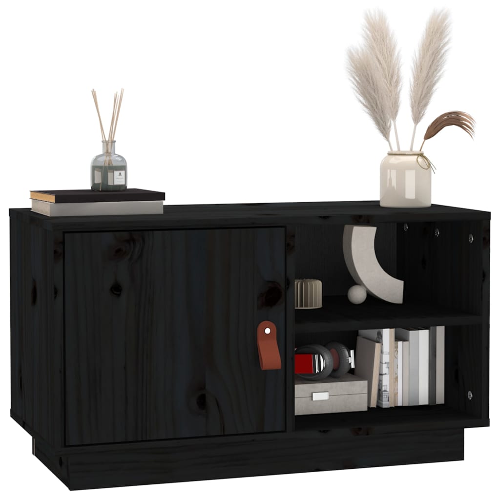 vidaXL Meuble TV Noir 70x34x40 cm Bois de pin massif