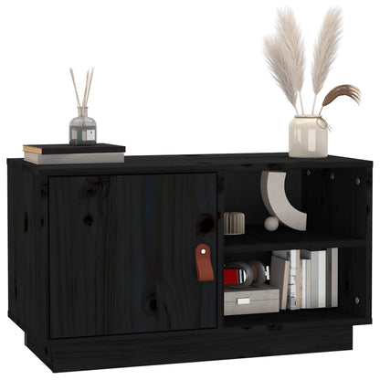 vidaXL Meuble TV Noir 70x34x40 cm Bois de pin massif