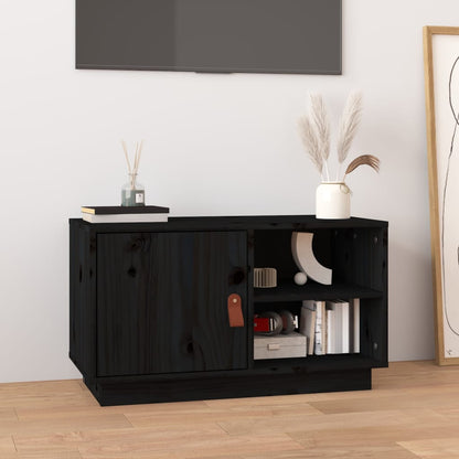 vidaXL Meuble TV Noir 70x34x40 cm Bois de pin massif