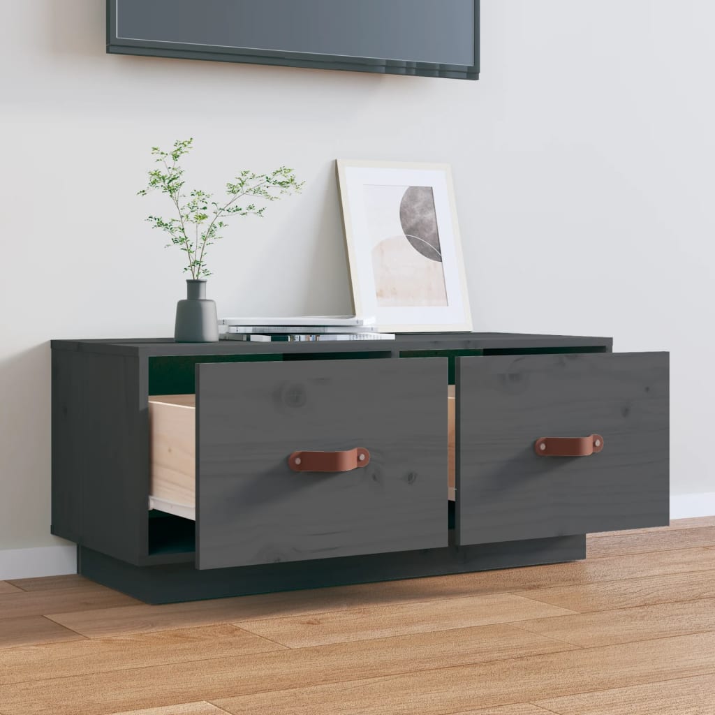 vidaXL Meuble TV gris 80x34x35 cm Bois de pin massif