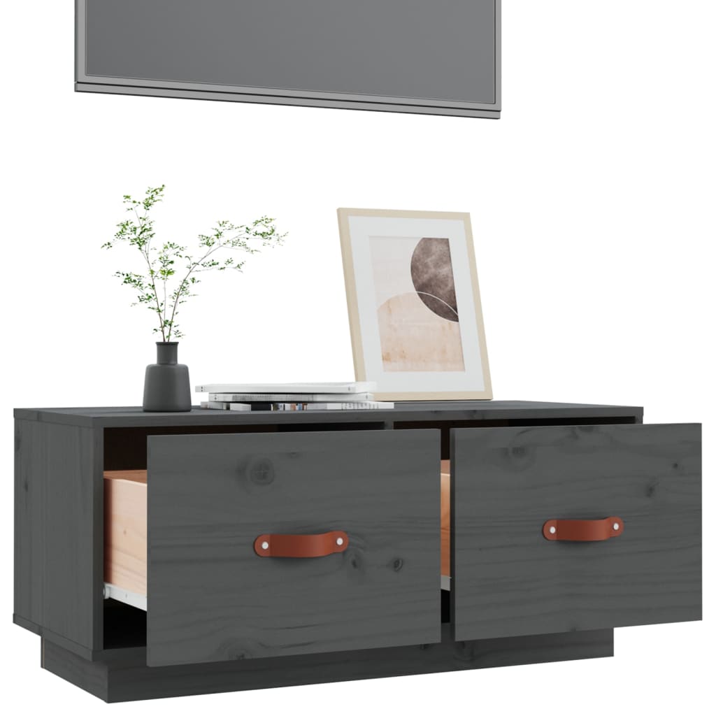 vidaXL Meuble TV gris 80x34x35 cm Bois de pin massif