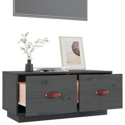 vidaXL Meuble TV gris 80x34x35 cm Bois de pin massif