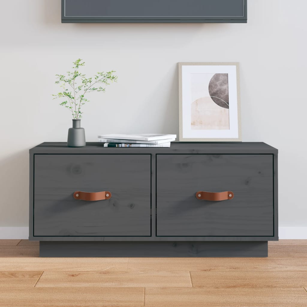 vidaXL Meuble TV gris 80x34x35 cm Bois de pin massif