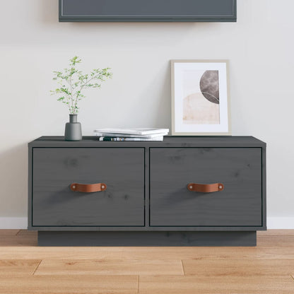 vidaXL Meuble TV gris 80x34x35 cm Bois de pin massif