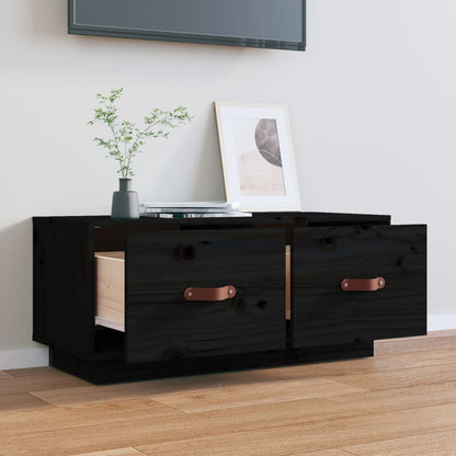 vidaXL Meuble TV Noir 80x34x35 cm Bois de pin massif
