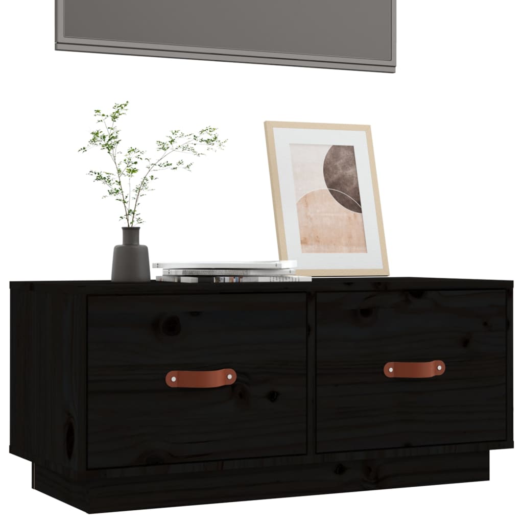 vidaXL Meuble TV Noir 80x34x35 cm Bois de pin massif
