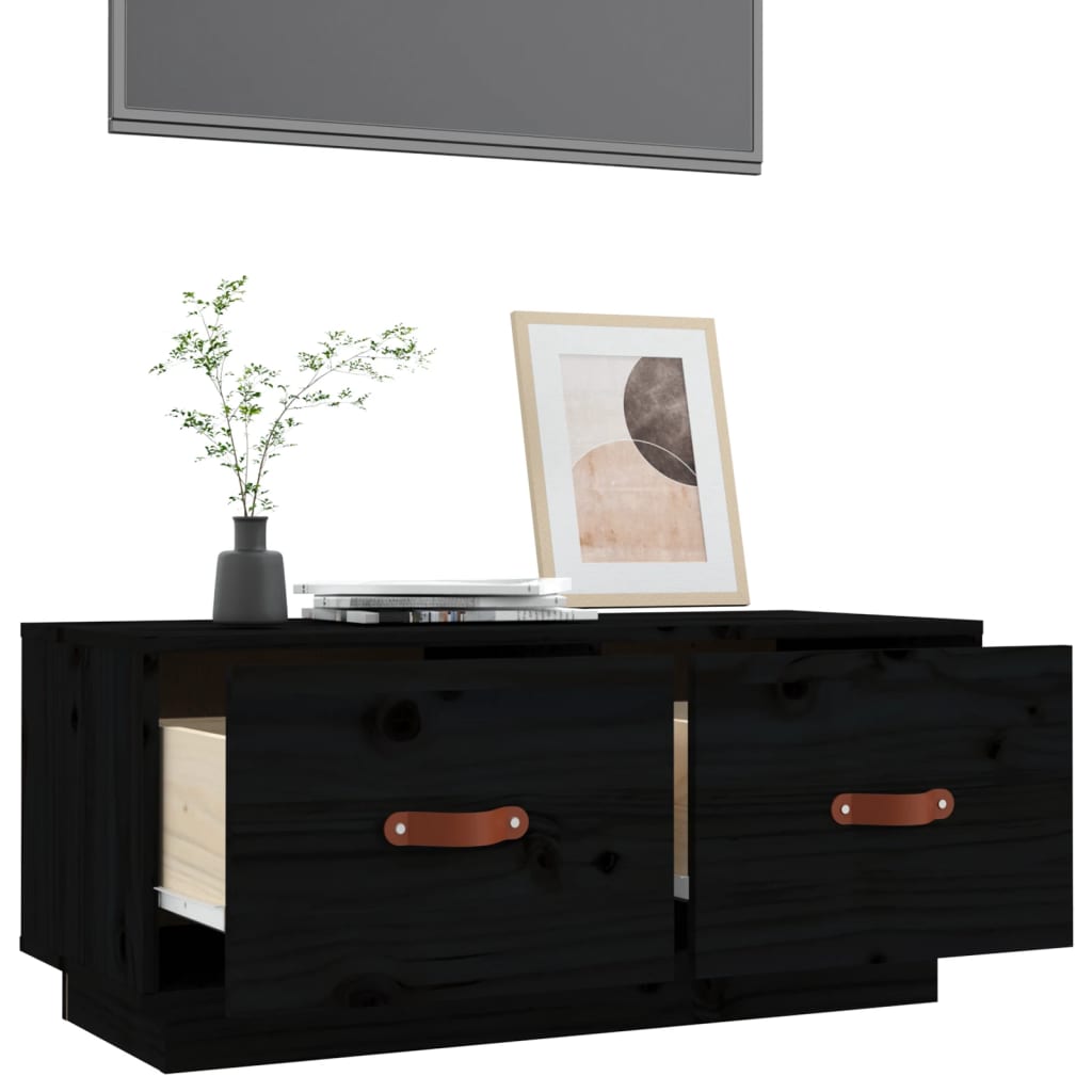vidaXL Meuble TV Noir 80x34x35 cm Bois de pin massif