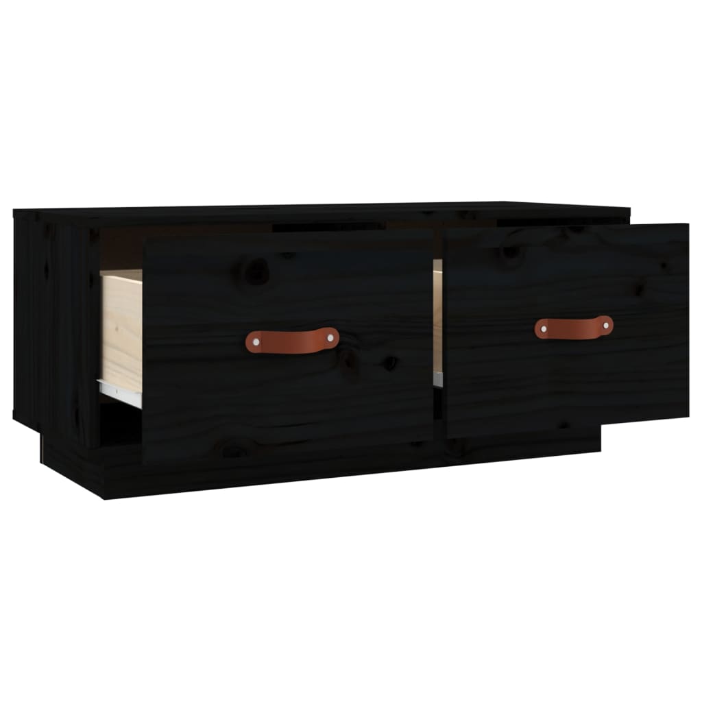 vidaXL Meuble TV Noir 80x34x35 cm Bois de pin massif