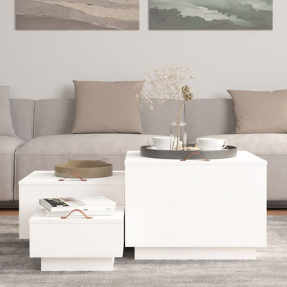 vidaXL Boîtes de rangement avec couvercles 3 pcs Blanc Bois de pin massif