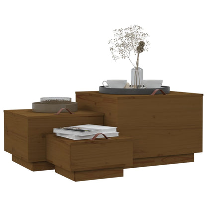 vidaXL Boîtes de rangement avec couvercles 3 pcs Marron Pin massif