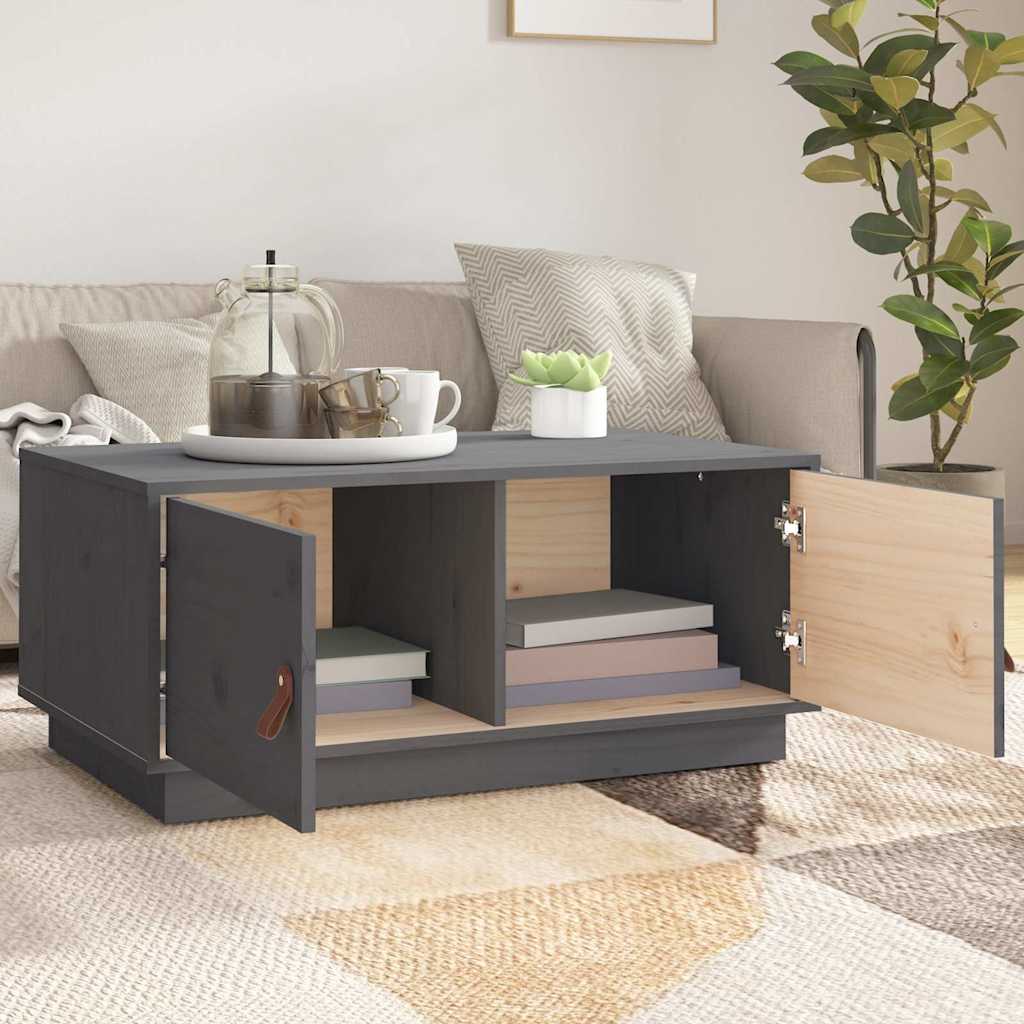 vidaXL Couchtisch Grau 80x50x35 cm Massivholz Kiefer