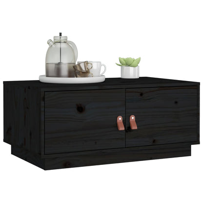 vidaXL Table basse noire 80x50x35 cm Bois de pin massif