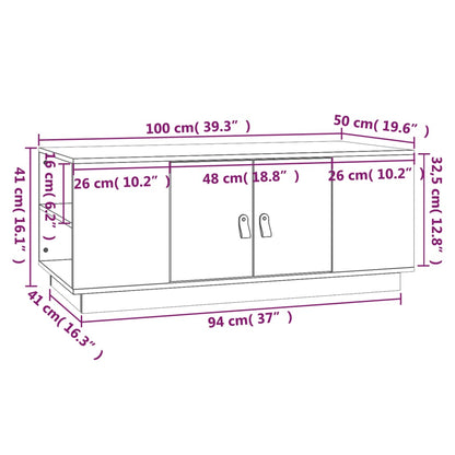 vidaXL Couchtisch Schwarz 100x50x41 cm Massivholz Kiefer