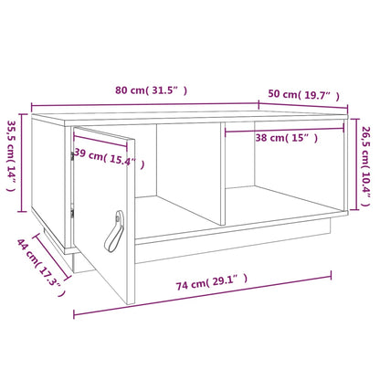 vidaXL Couchtisch Weiß 80x50x35,5 cm Massivholz Kiefer