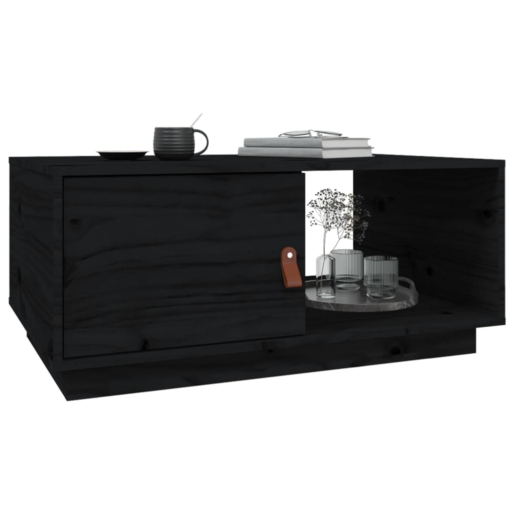 vidaXL Table basse noire 80x50x35,5 cm Bois de pin massif