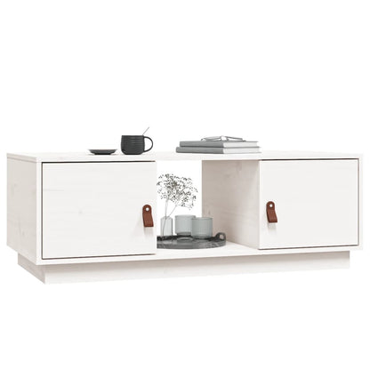 vidaXL Couchtisch Weiß 100x50x35 cm Massivholz Kiefer