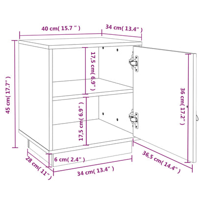 vidaXL Nachttisch Grau 40x34x45 cm Massivholz Kiefer