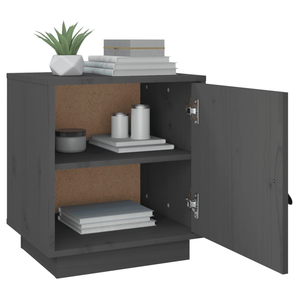 vidaXL Tables de chevet 2 pcs Gris 40x34x45 cm Pin massif