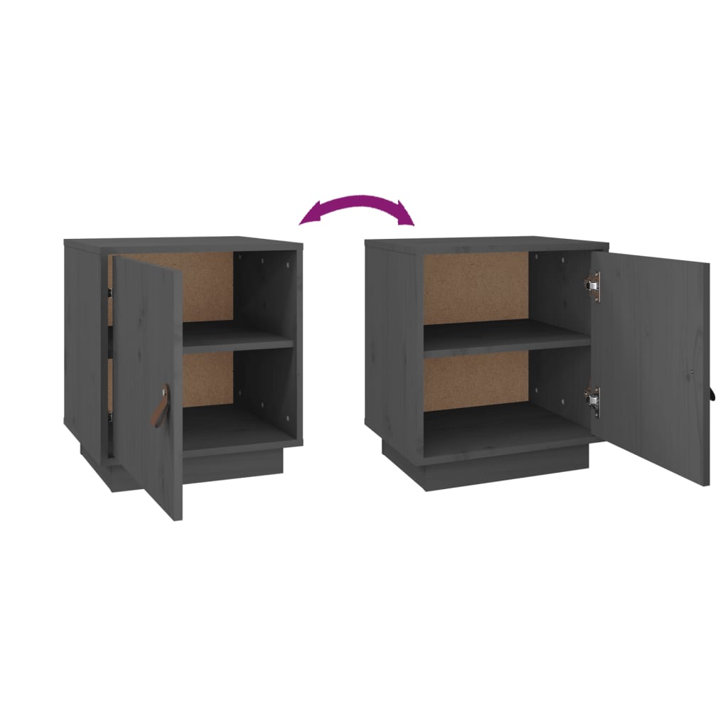 vidaXL Tables de chevet 2 pcs Gris 40x34x45 cm Pin massif
