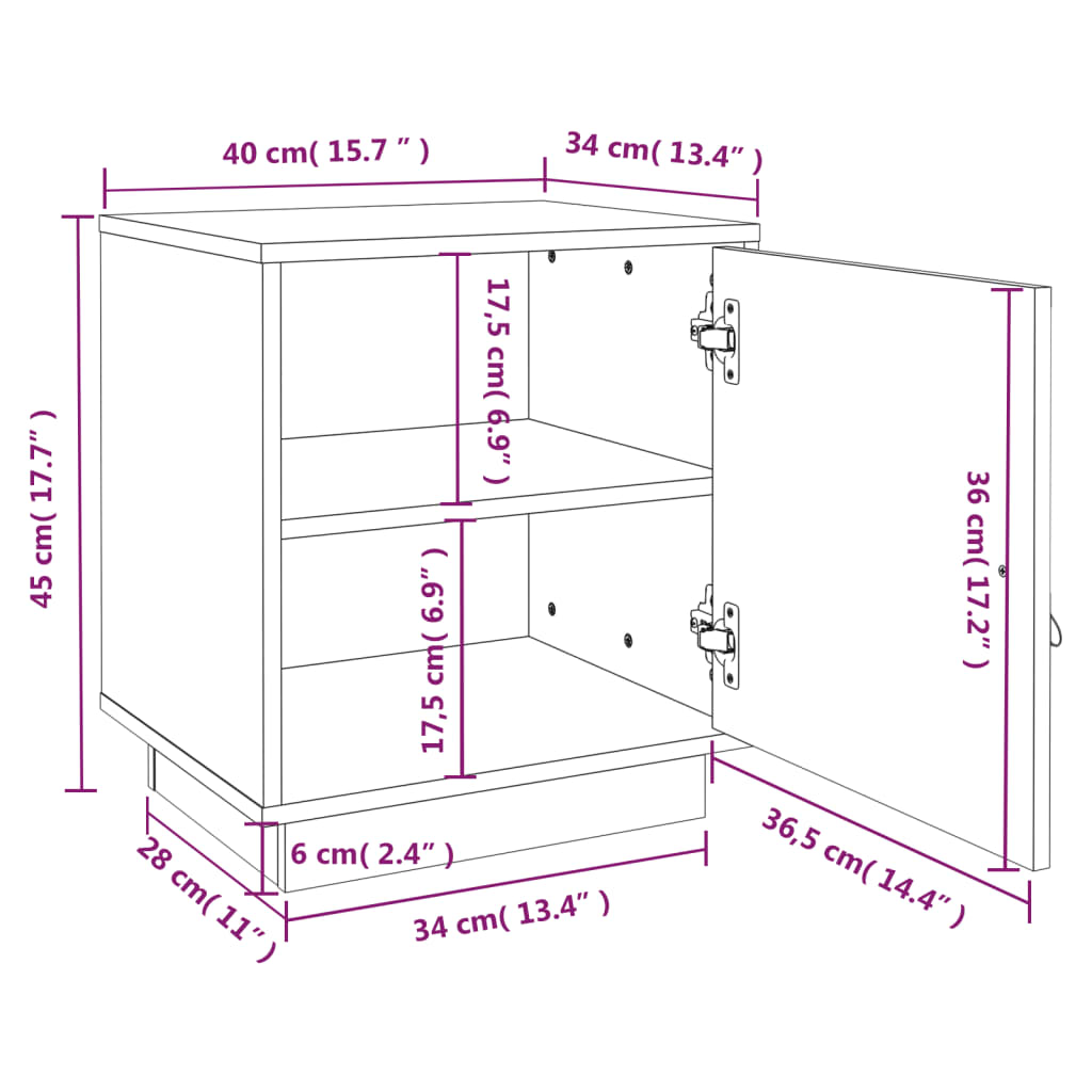 vidaXL Nachttisch Honigbraun 40x34x45 cm Massivholz Kiefer