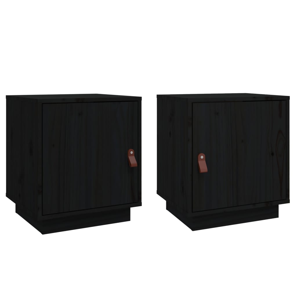 vidaXL Tables de chevet 2 pcs Noir 40x34x45 cm Bois de pin massif