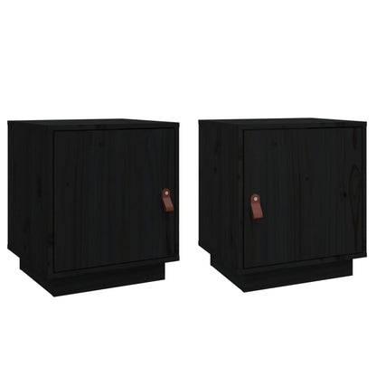 vidaXL Tables de chevet 2 pcs Noir 40x34x45 cm Bois de pin massif