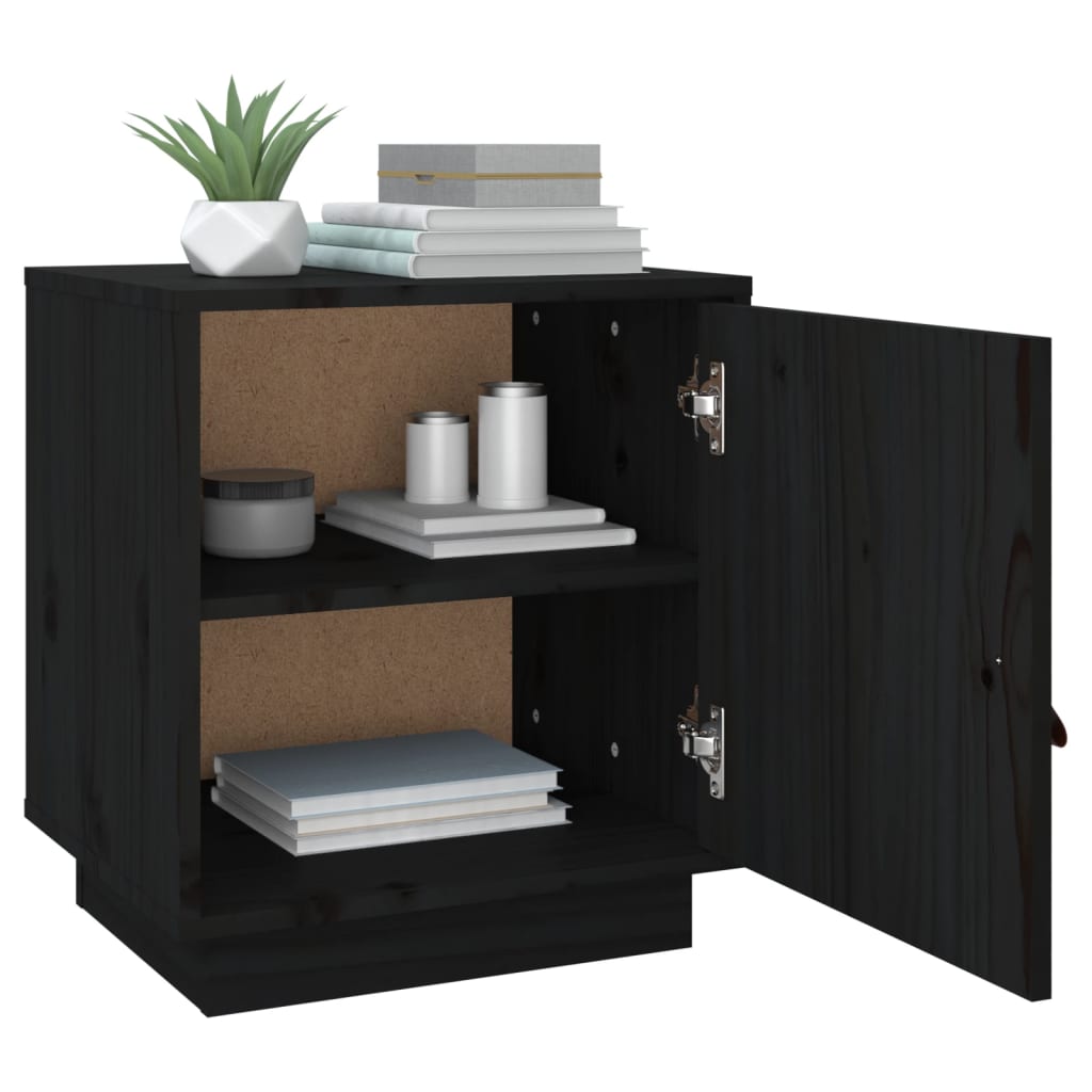 vidaXL Tables de chevet 2 pcs Noir 40x34x45 cm Bois de pin massif