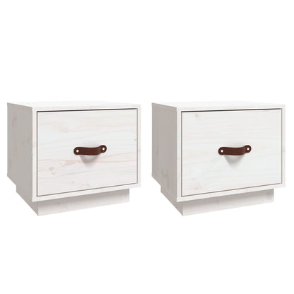 vidaXL Tables de chevet 2 pcs Blanc 40x34x35 cm Bois de pin massif