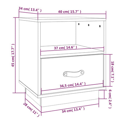 vidaXL Nachttische 2 Stk. Weiß 40x34x45 cm Massivholz Kiefer