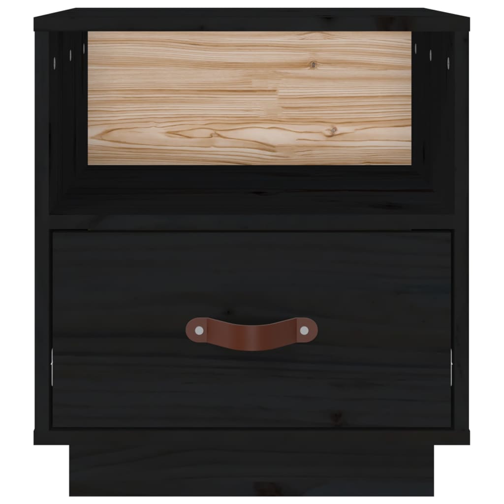 vidaXL Nachttisch Schwarz 40x34x45 cm Massivholz Kiefer