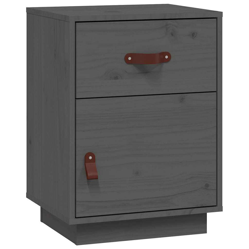 vidaXL Table de chevet gris 40x34x55 cm Bois de pin massif