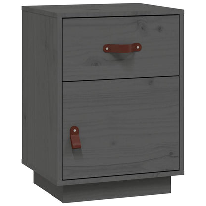 vidaXL Table de chevet gris 40x34x55 cm Bois de pin massif
