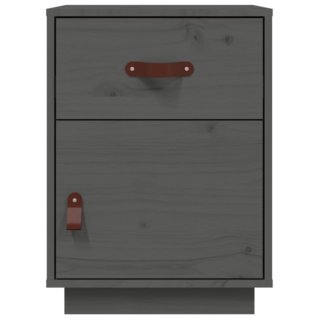 vidaXL Table de chevet gris 40x34x55 cm Bois de pin massif