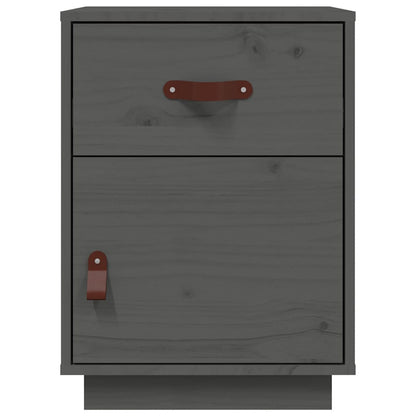 vidaXL Table de chevet gris 40x34x55 cm Bois de pin massif