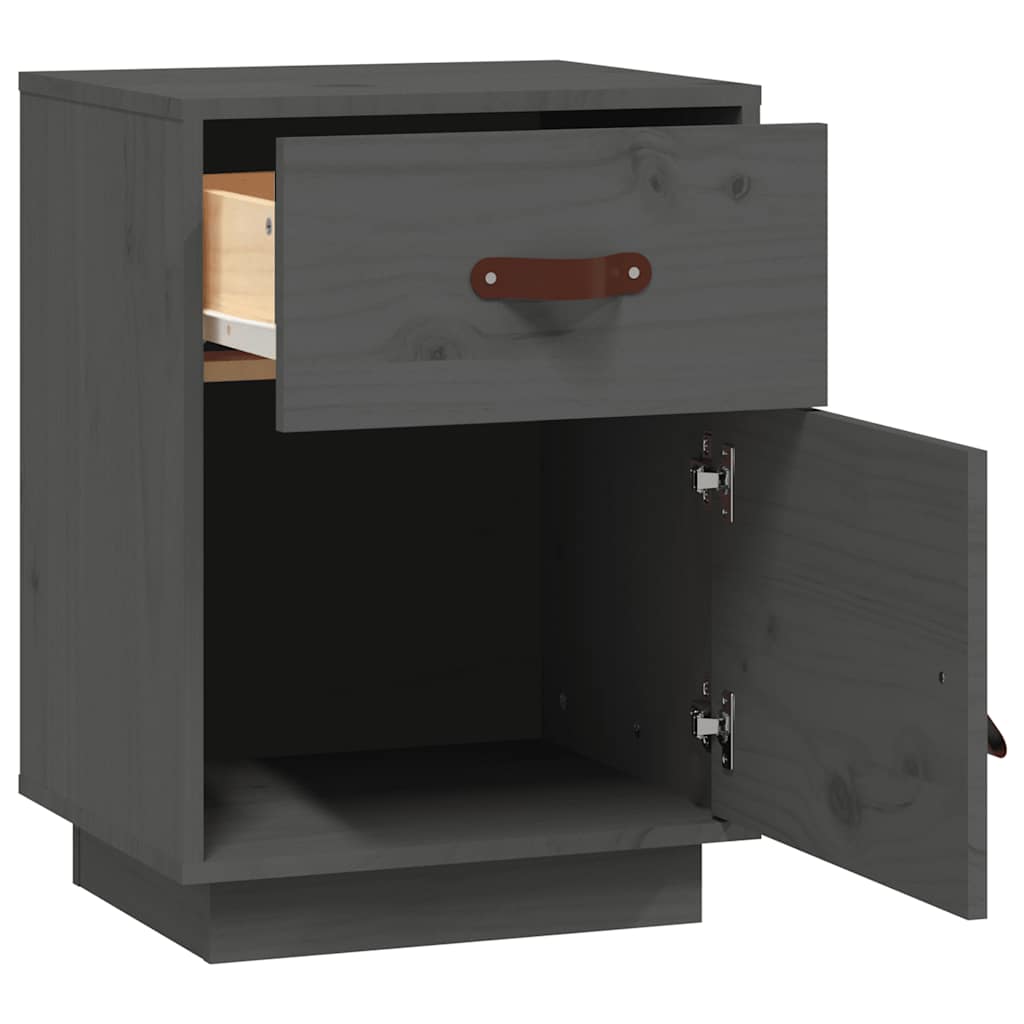 vidaXL Table de chevet gris 40x34x55 cm Bois de pin massif