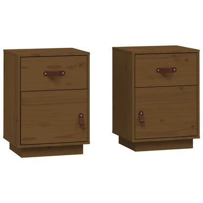 vidaXL Tables de chevet 2 pcs Marron miel 40x34x55 cm Bois de pin massif