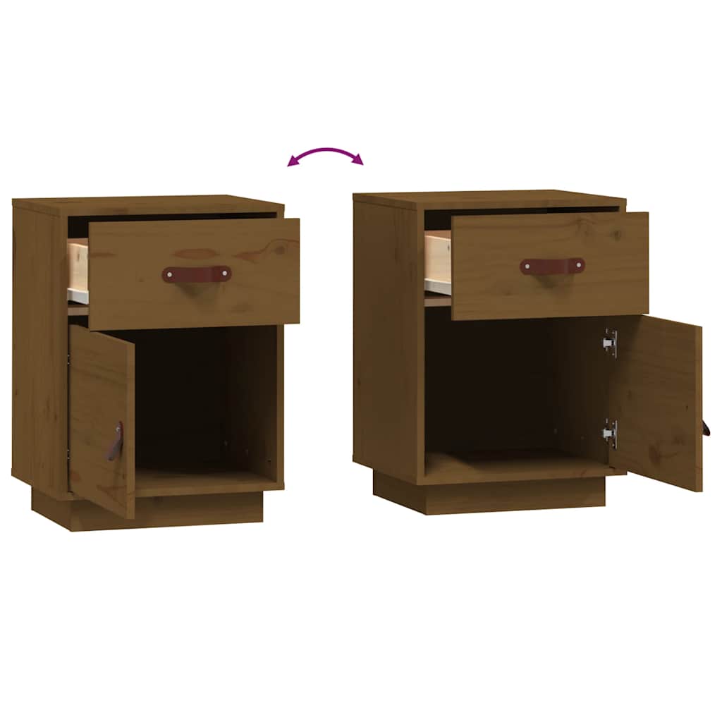 vidaXL Tables de chevet 2 pcs Marron miel 40x34x55 cm Bois de pin massif