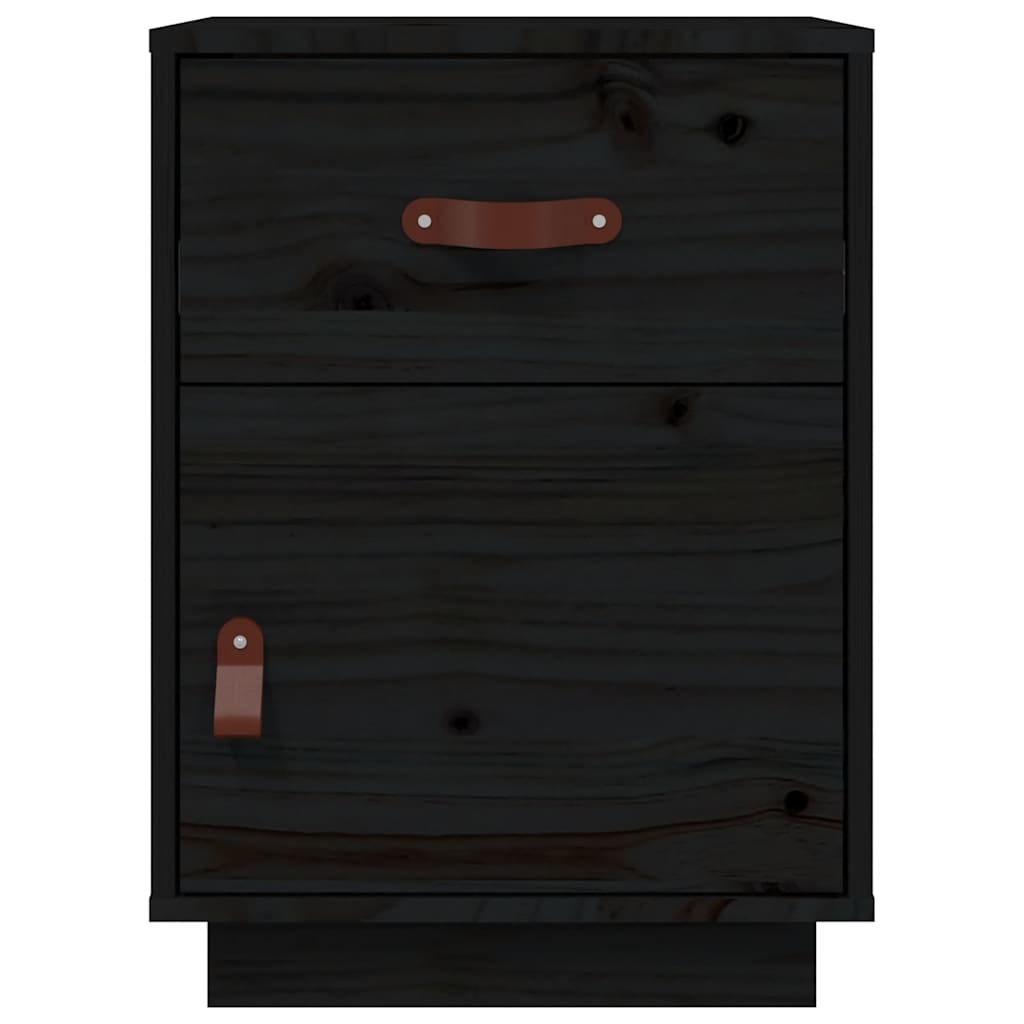 vidaXL Table de chevet Noir 40x34x55 cm Bois de pin massif
