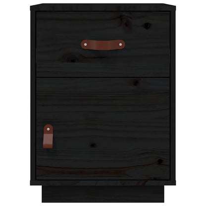 vidaXL Table de chevet Noir 40x34x55 cm Bois de pin massif