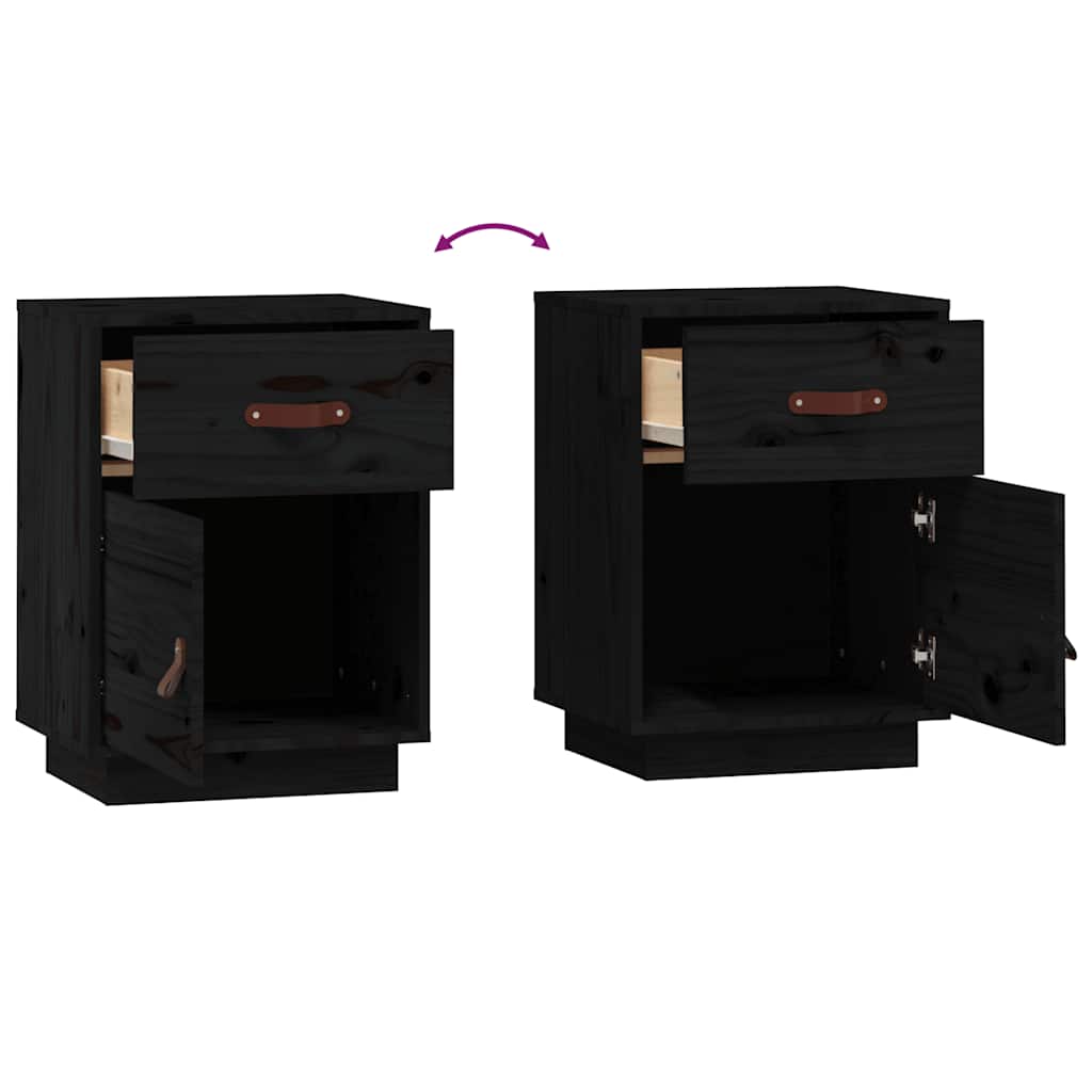 vidaXL Table de chevet Noir 40x34x55 cm Bois de pin massif