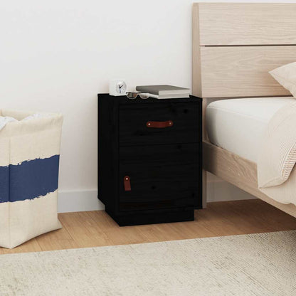 vidaXL Table de chevet Noir 40x34x55 cm Bois de pin massif
