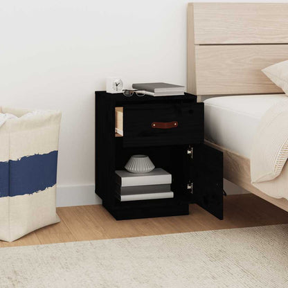 vidaXL Nachttische 2 Stk. Schwarz 40x34x55 cm Massivholz Kiefer