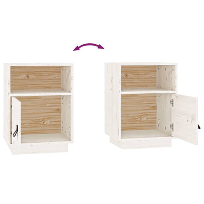 vidaXL Tables de chevet 2 pcs Blanc 40x34x55 cm Bois de pin massif
