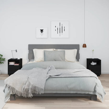 vidaXL Nachttische 2 Stk. Schwarz 40x34x55 cm Massivholz Kiefer