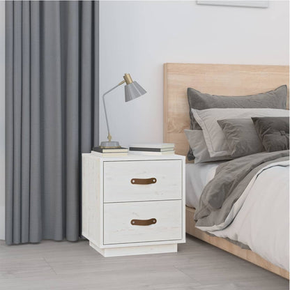 vidaXL Table de chevet blanc 40x34x45 cm Bois de pin massif