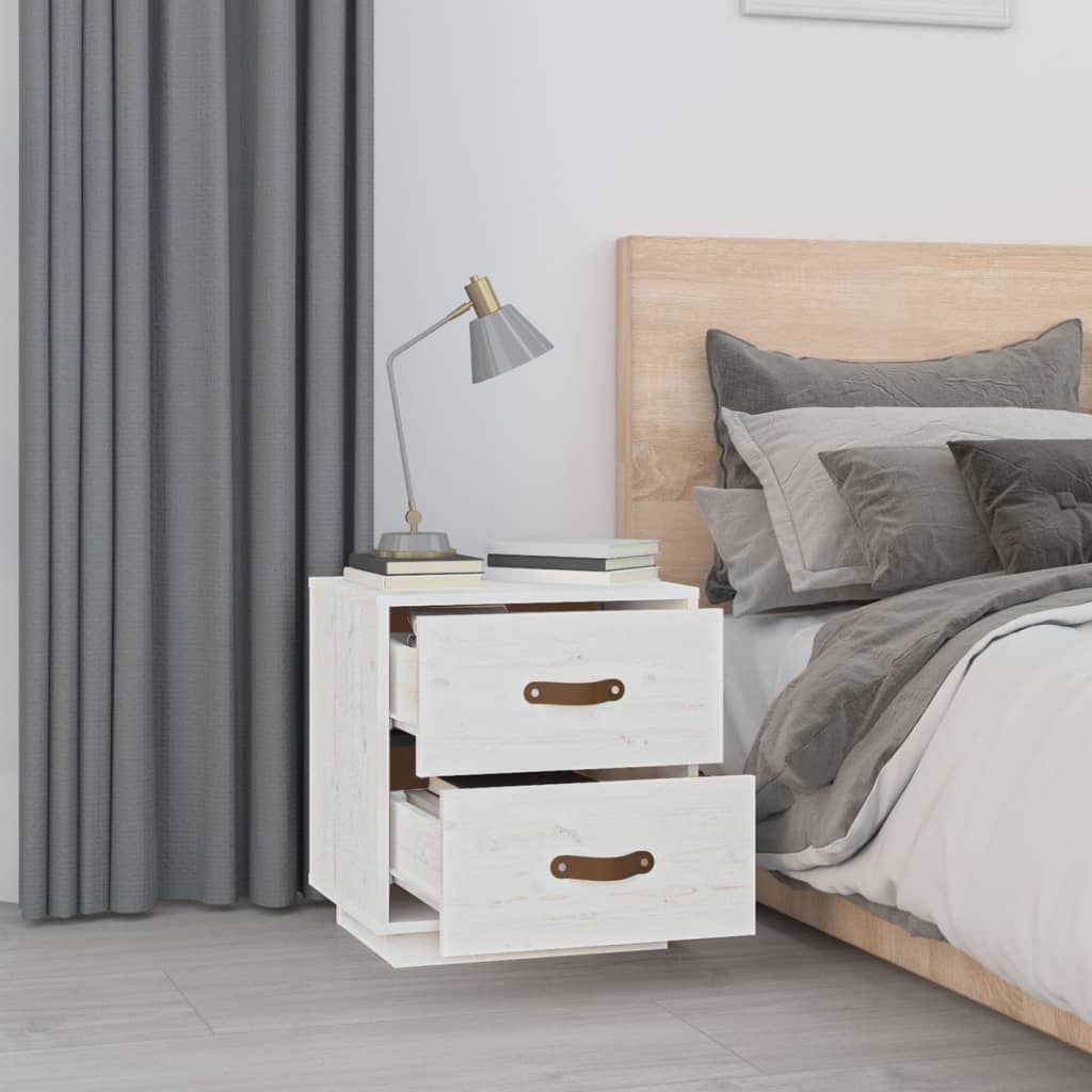 vidaXL Tables de chevet 2 pcs Blanc 40x34x45 cm Bois de pin massif