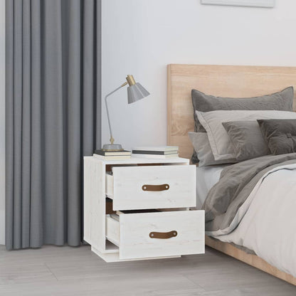 vidaXL Tables de chevet 2 pcs Blanc 40x34x45 cm Bois de pin massif