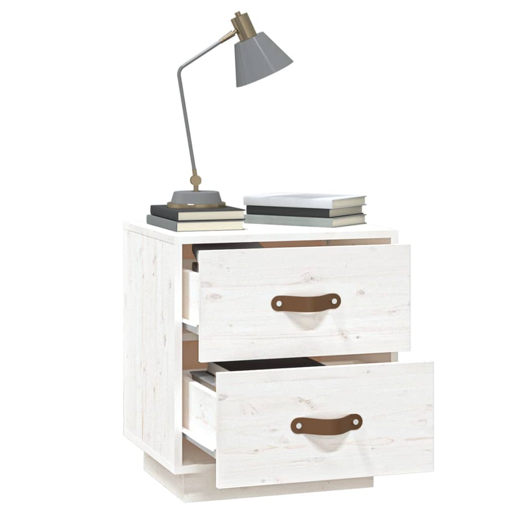 vidaXL Tables de chevet 2 pcs Blanc 40x34x45 cm Bois de pin massif